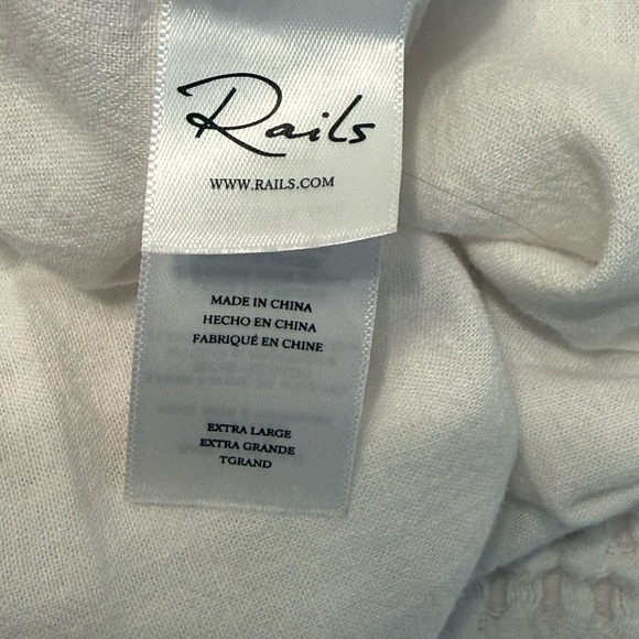 Rails Island white Luxe Linen Blend Button-up Shirt with whipstitch edge trim XL - Picture 6 of 8